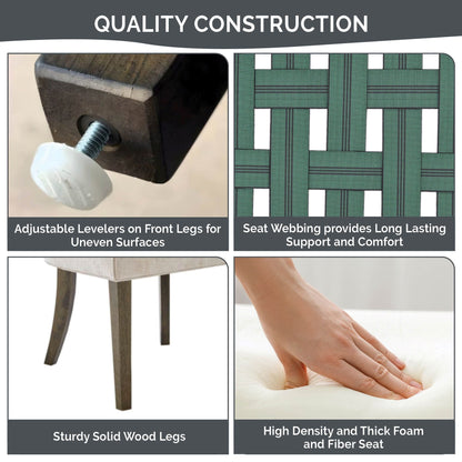 Madison Park Signature Ultra Fauteuils de salle à manger capitonnés avec pieds en bois (lot de 2) - N/A