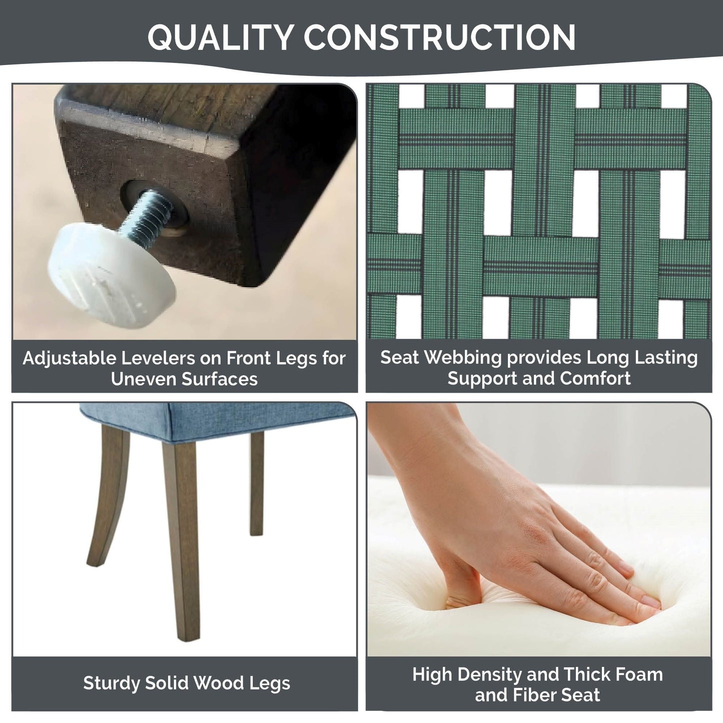 Madison Park Signature Ultra Fauteuils de salle à manger capitonnés avec pieds en bois (lot de 2) - N/A