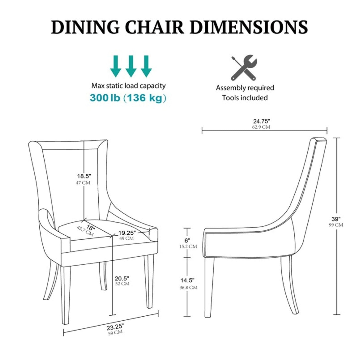 Madison Park Signature Ultra Fauteuils de salle à manger capitonnés avec pieds en bois (lot de 2) - N/A