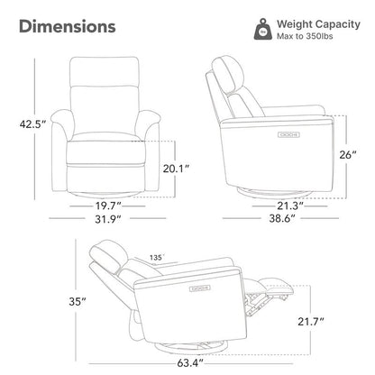 Fauteuil inclinable pivotant pour chambre d'enfant Maire Power avec veilleuse