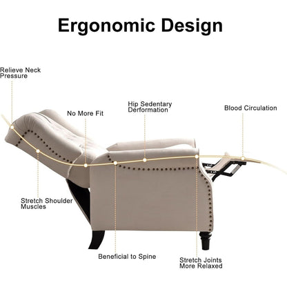 Fauteuil inclinable à bascule, fauteuil en tissu à bascule avec décoration à rivets, fauteuil d'appoint pour salon.