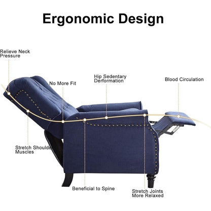 Fauteuil inclinable à bascule, fauteuil en tissu à bascule avec décoration à rivets, fauteuil d'appoint pour salon.