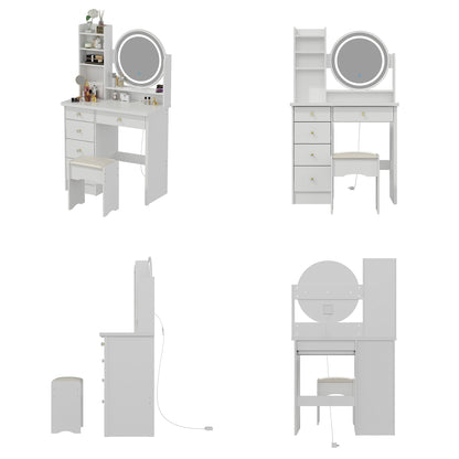 Ensemble de coiffeuse avec miroir à écran tactile et tabouret