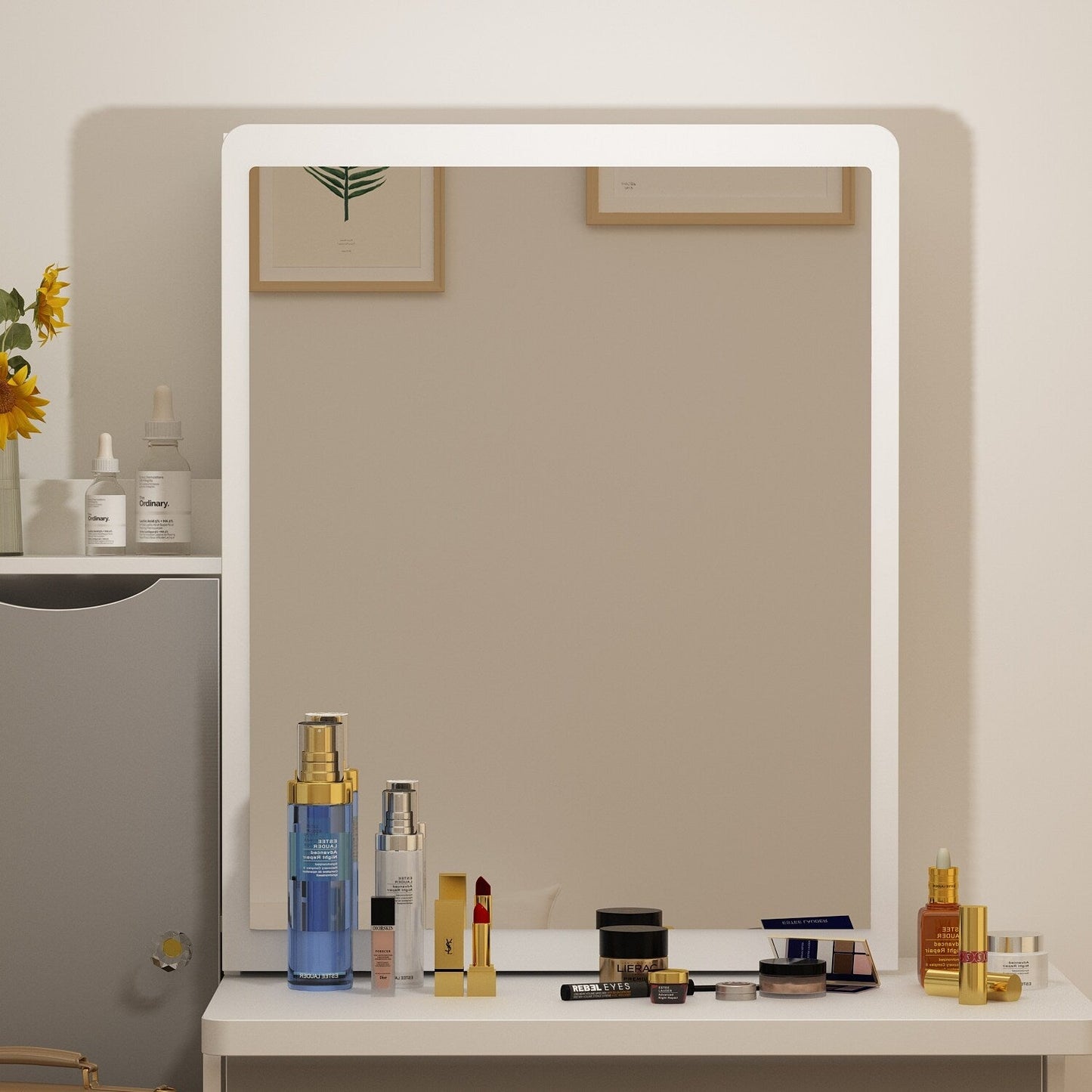 Ensemble de coiffeuse avec miroir et tabouret