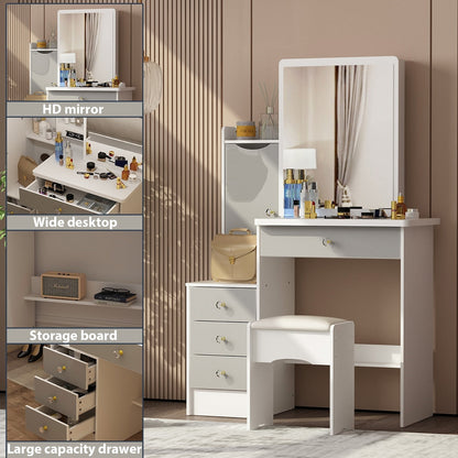 Ensemble de coiffeuse avec miroir et tabouret