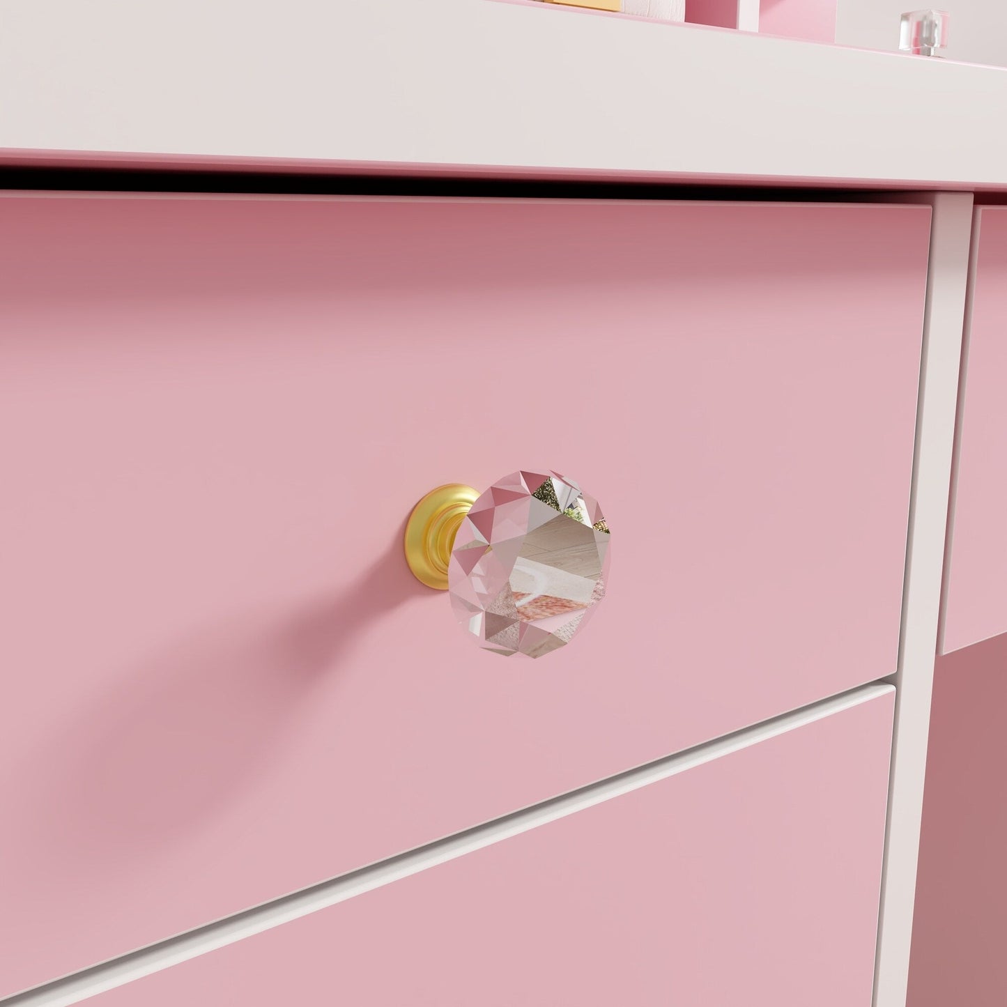 Table de maquillage avec miroir et tabouret à éclairage LED