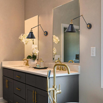 Malryn Lot de 2 appliques murales modernes à bras oscillant réglables, à brancher ou à câbler