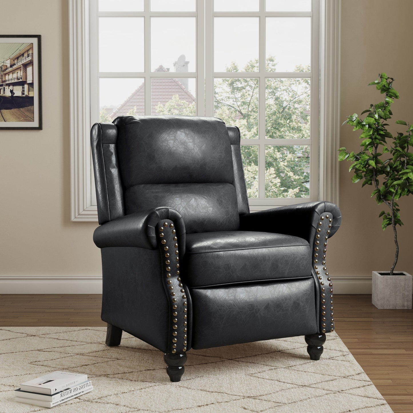 Fauteuils inclinables à commande manuelle avec garniture à clous décoratifs
