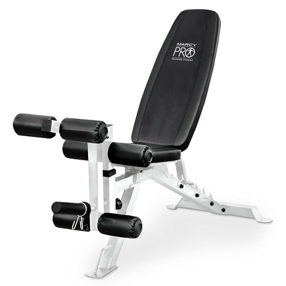 Marcy Banc de musculation réglable multifonction pour salle de sport à domicile en acier à revêtement en poudre, blanc - 65 x 23 x 46,5 pouces