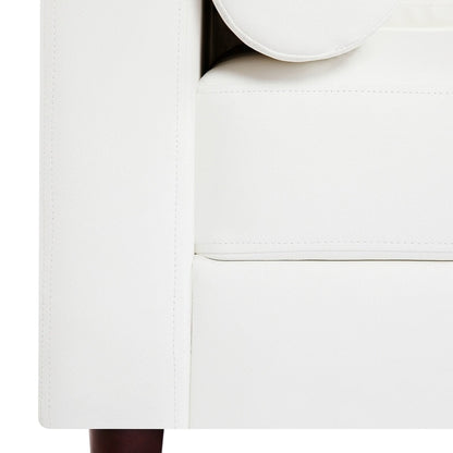 Canapé moderne en cuir véritable avec pieds en bois et coussin supplémentaire.