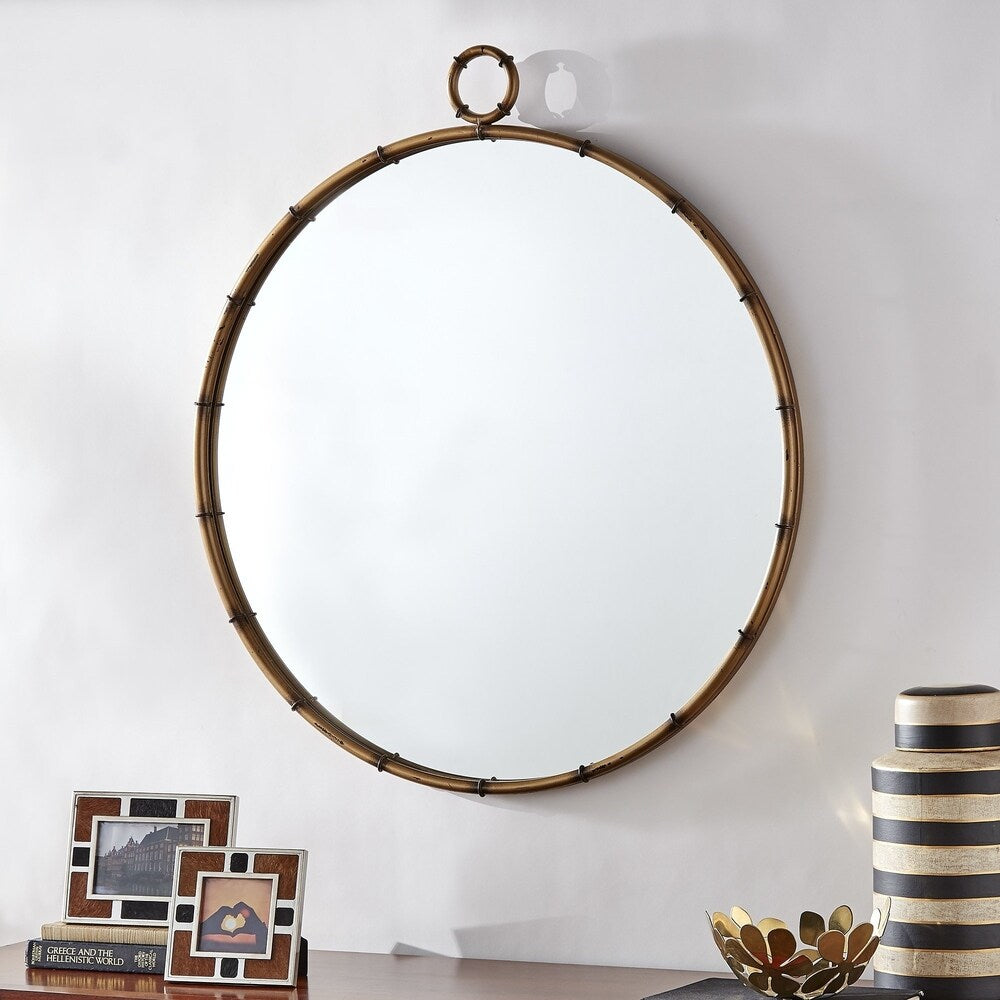 Marza Miroir mural rond avec finition laiton antique par iNSPIRE Q Modern