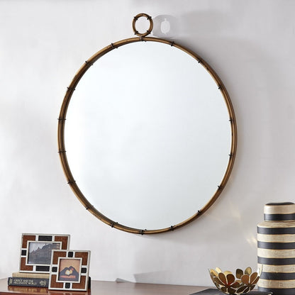 Marza Miroir mural rond avec finition laiton antique par iNSPIRE Q Modern