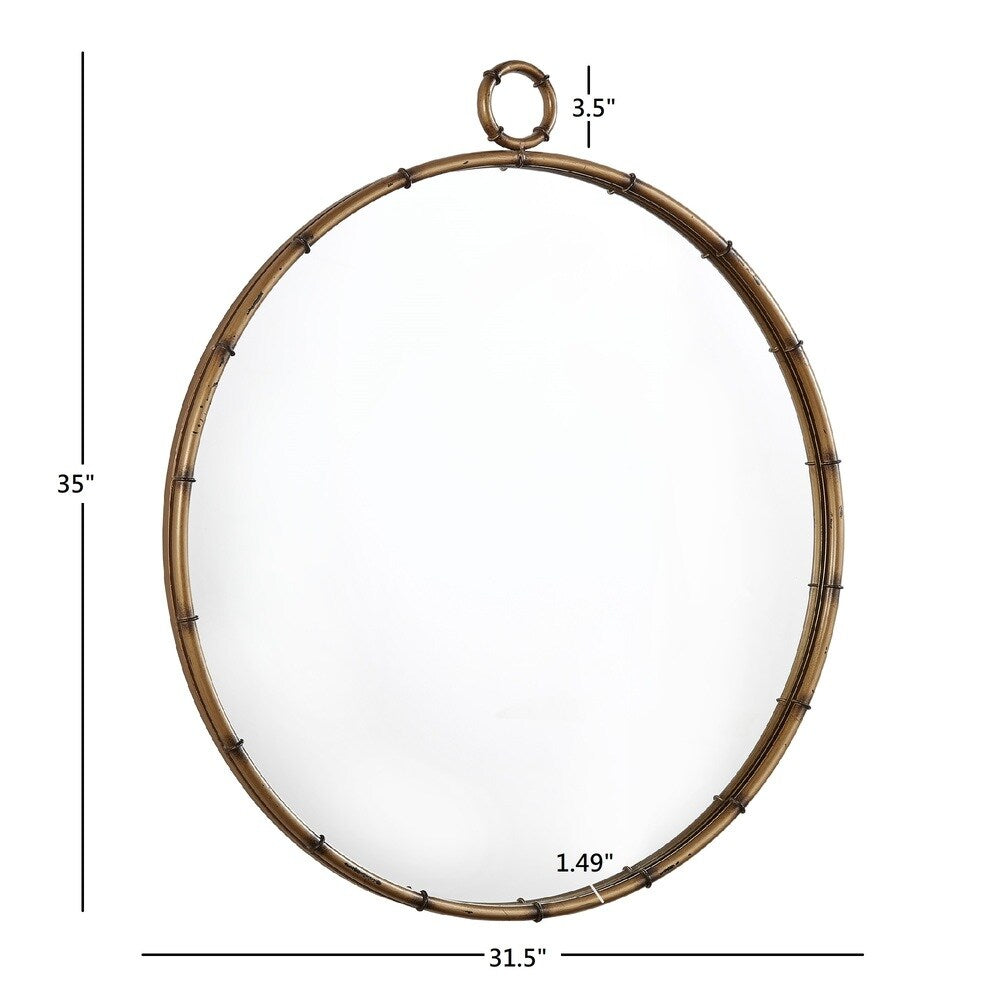 Marza Miroir mural rond avec finition laiton antique par iNSPIRE Q Modern