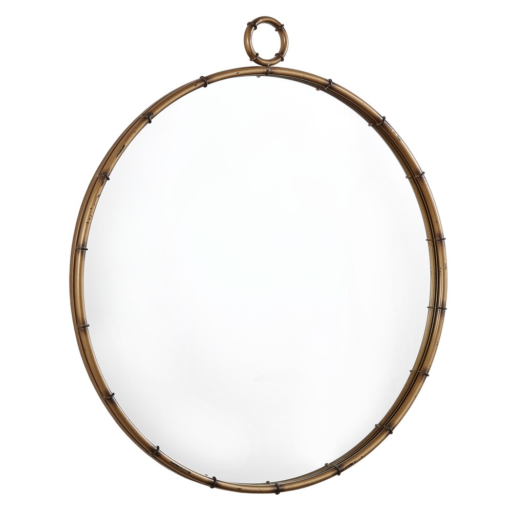 Marza Miroir mural rond avec finition laiton antique par iNSPIRE Q Modern
