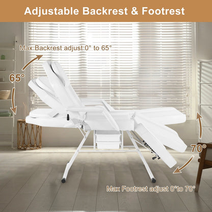 Chaise de massage, salon de tatouage, spa, salon de beauté, lit de soins du visage, blanc.