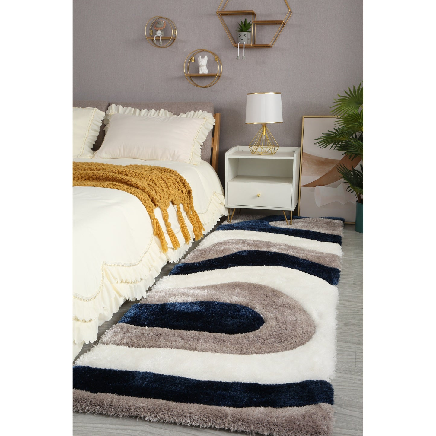 Tapis de sol abstrait à poils longs Mateos