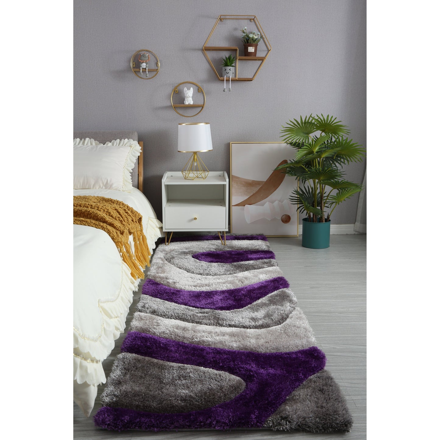 Tapis de sol abstrait à poils longs Mateos