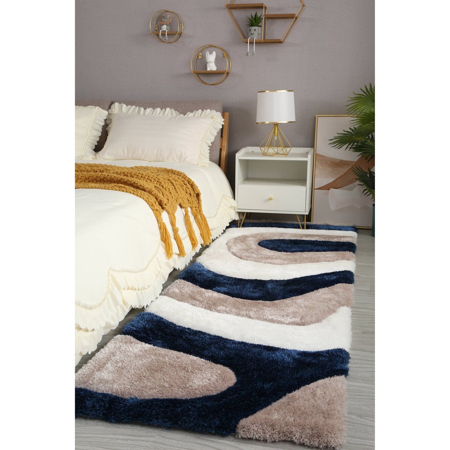 Tapis de sol abstrait à poils longs Mateos