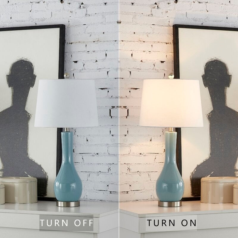 Ensemble de 2 lampes de table en céramique de 28,5 cm avec USB