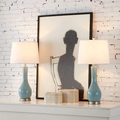 Ensemble de 2 lampes de table en céramique de 28,5 cm avec USB