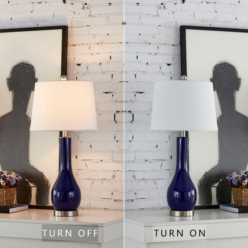 Ensemble de 2 lampes de table en céramique de 28,5 cm avec USB