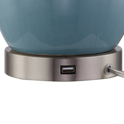 Ensemble de 2 lampes de table en céramique de 28,5 cm avec USB