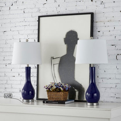 Ensemble de 2 lampes de table en céramique de 28,5 cm avec USB