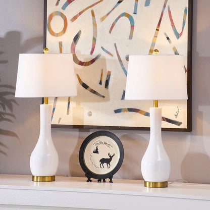 Ensemble de 2 lampes de table en céramique de 28,5 cm avec USB