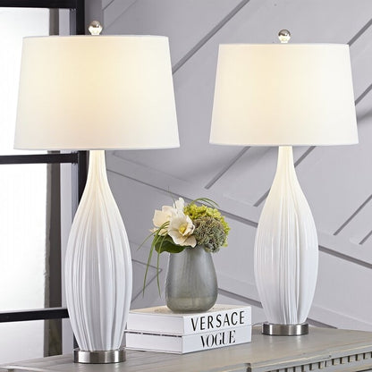 Ensemble de 2 lampes de table en porcelaine blanche standard (lot de 2)