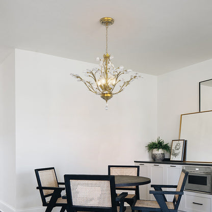 Maxax 4 - Lustre unique classique/traditionnel à 4 lumières avec accents en cristal