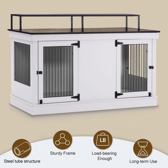 Mcombo Meuble TV en forme de niche pour chien, grand modèle, en bois avec double porte 1861