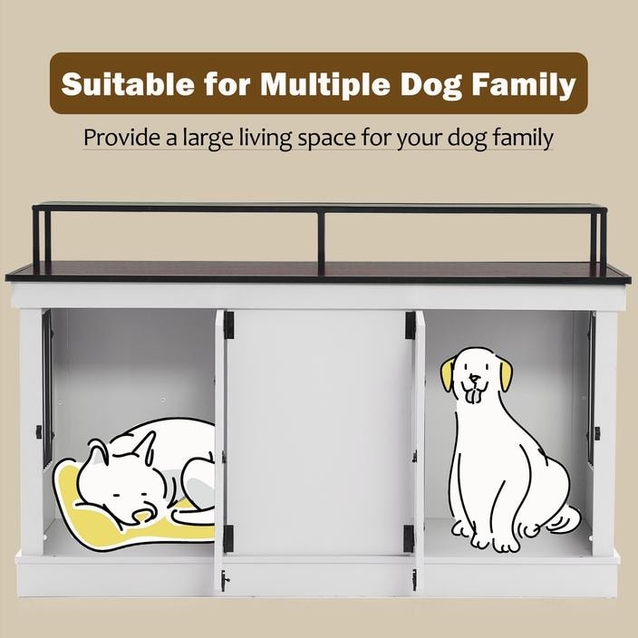 Mcombo Meuble TV en forme de niche pour chien, grand modèle, en bois avec double porte 1861