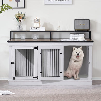 Mcombo Meuble TV en forme de niche pour chien, grand modèle, en bois avec double porte 1861