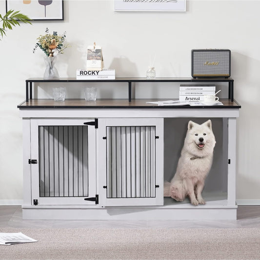 Mcombo Meuble TV en forme de niche pour chien, grand modèle, en bois avec double porte 1861