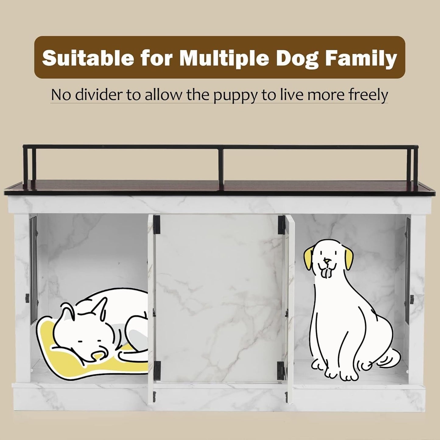 Mcombo Meuble TV en forme de niche pour chien, grand modèle, en bois avec double porte 1861