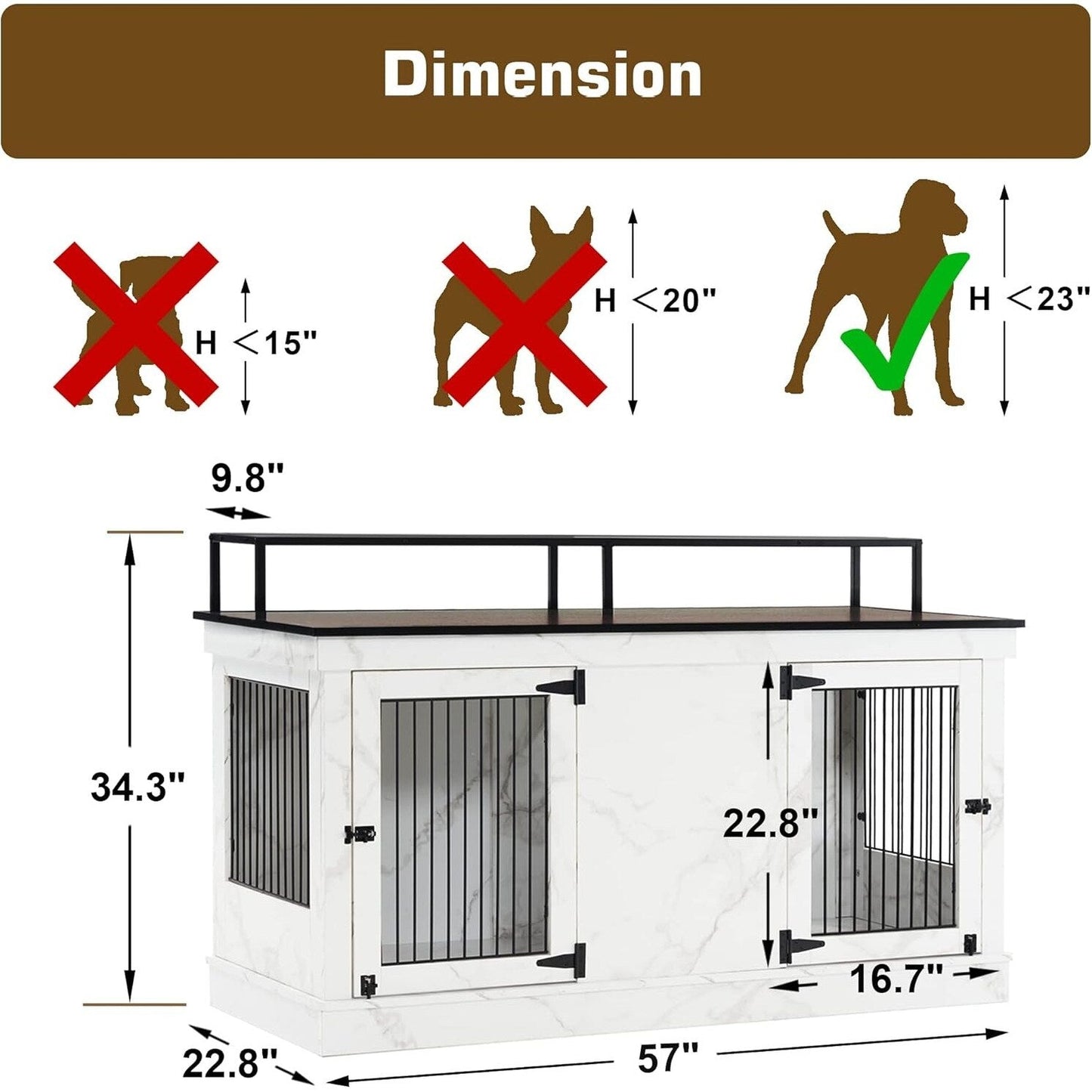 Mcombo Meuble TV en forme de niche pour chien, grand modèle, en bois avec double porte 1861