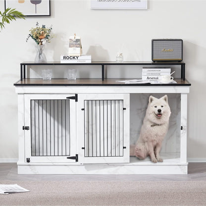 Mcombo Meuble TV en forme de niche pour chien, grand modèle, en bois avec double porte 1861