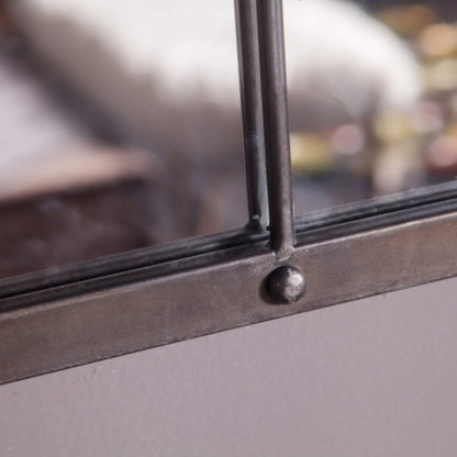 Miroir mural décoratif à cadre métallique brun rustique imitant un vitrail - 95,9 cm (H) x 60,5 cm (L) x 2,5 cm (P)