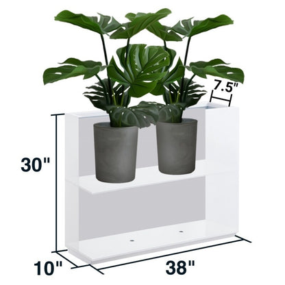Grand bac à plantes métallique pour plantes d'extérieur, 96,5 cm de long x 25,4 cm de large x 76,2 cm de haut - Bac à plantes séparateur en métal - 96,5x76,2x25,4 cm