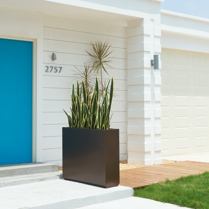 Grand bac à plantes métallique pour plantes d'extérieur, 96,5 cm de long x 25,4 cm de large x 76,2 cm de haut - Bac à plantes séparateur en métal - 96,5x76,2x25,4 cm