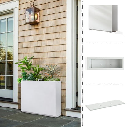 Grand bac à plantes métallique pour plantes d'extérieur, 96,5 cm de long x 25,4 cm de large x 76,2 cm de haut - Bac à plantes séparateur en métal - 96,5x76,2x25,4 cm