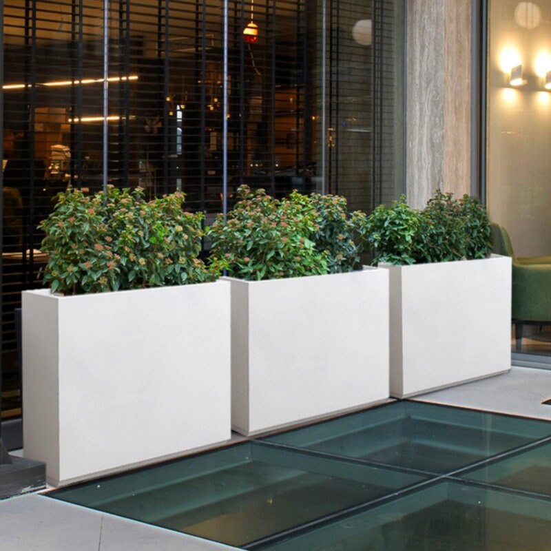 Grand bac à plantes métallique pour plantes d'extérieur, 96,5 cm de long x 25,4 cm de large x 76,2 cm de haut - Bac à plantes séparateur en métal - 96,5x76,2x25,4 cm