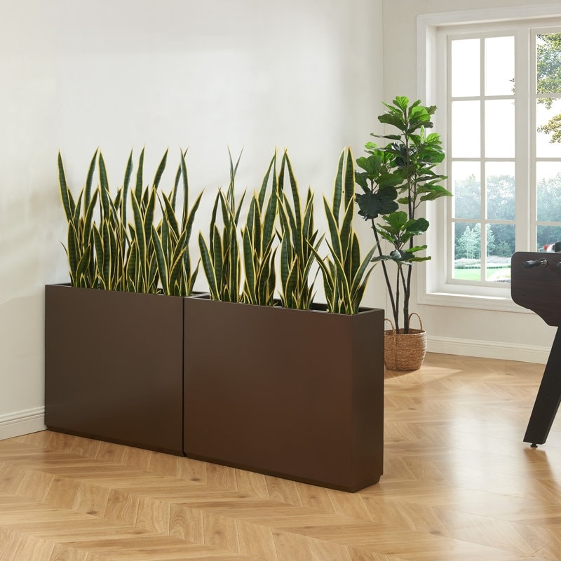 Grand bac à plantes métallique pour plantes d'extérieur, 96,5 cm de long x 25,4 cm de large x 76,2 cm de haut - Bac à plantes séparateur en métal - 96,5x76,2x25,4 cm