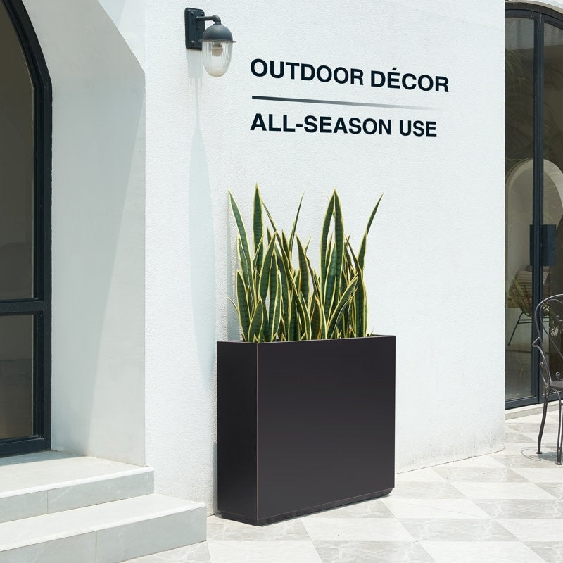 Grand bac à plantes métallique pour plantes d'extérieur, 96,5 cm de long x 25,4 cm de large x 76,2 cm de haut - Bac à plantes séparateur en métal - 96,5x76,2x25,4 cm