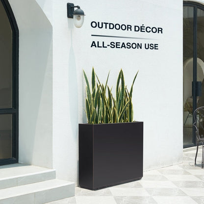 Grand bac à plantes métallique pour plantes d'extérieur, 96,5 cm de long x 25,4 cm de large x 76,2 cm de haut - Bac à plantes séparateur en métal - 96,5x76,2x25,4 cm