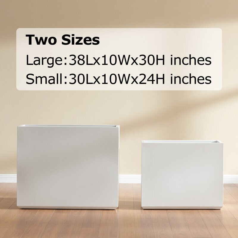 Grand bac à plantes métallique pour plantes d'extérieur, 96,5 cm de long x 25,4 cm de large x 76,2 cm de haut - Bac à plantes séparateur en métal - 96,5x76,2x25,4 cm