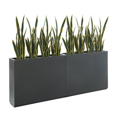Grand bac à plantes métallique pour plantes d'extérieur, 96,5 cm de long x 25,4 cm de large x 76,2 cm de haut - Bac à plantes séparateur en métal - 96,5x76,2x25,4 cm