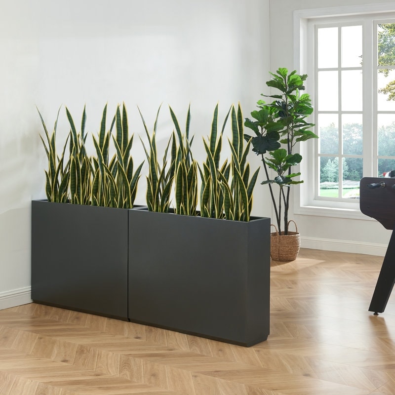 Grand bac à plantes métallique pour plantes d'extérieur, 96,5 cm de long x 25,4 cm de large x 76,2 cm de haut - Bac à plantes séparateur en métal - 96,5x76,2x25,4 cm