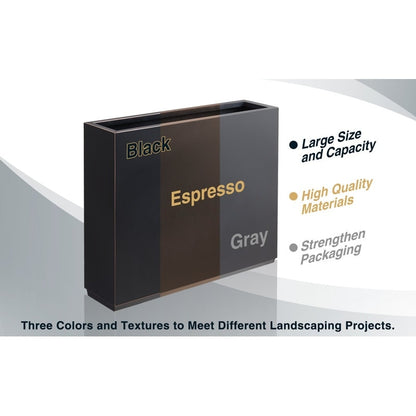 Grand bac à plantes métallique pour plantes d'extérieur, 96,5 cm de long x 25,4 cm de large x 76,2 cm de haut - Bac à plantes séparateur en métal - 96,5x76,2x25,4 cm