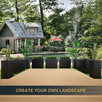 Grand bac à plantes métallique pour plantes d'extérieur, 96,5 cm de long x 25,4 cm de large x 76,2 cm de haut - Bac à plantes séparateur en métal - 96,5x76,2x25,4 cm